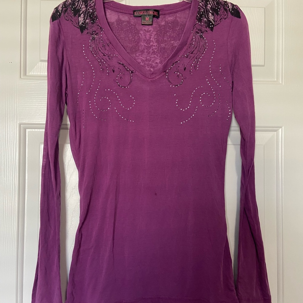 Rock&Roll purple western top